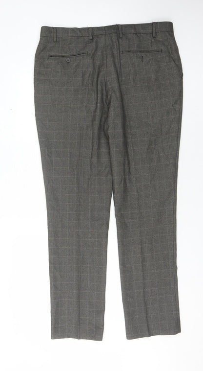 Next Men's Grey Check Dress Pants 38L