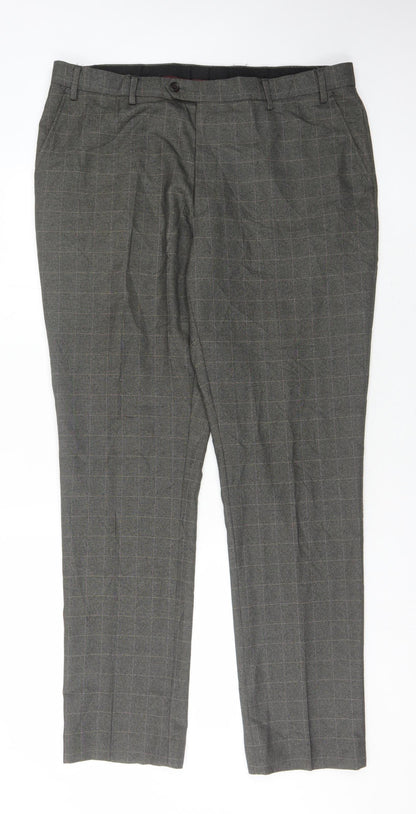 Next Men's Grey Check Dress Pants 38L