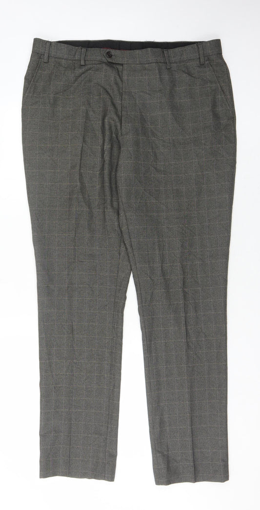 Next Men's Grey Check Dress Pants 38L