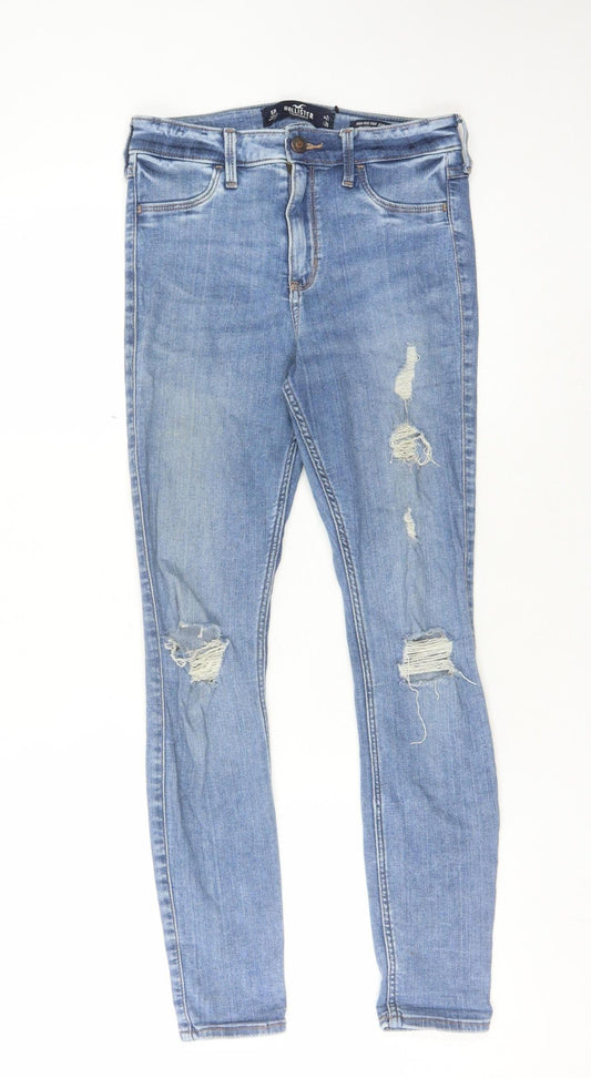 Hollister Women's Blue Skinny Jeans Size 5 Distressed
