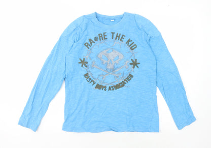 Ra-Re Unisex Blue Crew Neck Skull T-Shirt Size 10