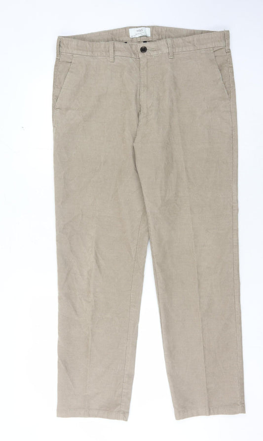 Marks and Spencer Men's Beige Corduroy Trousers
