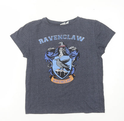 Womens UK Size 8 Harry Potter Blue Basic T-Shirt