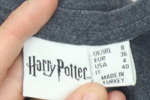 Womens UK Size 8 Harry Potter Blue Basic T-Shirt