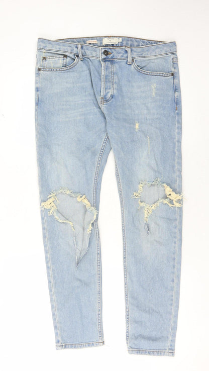 Mens UK Size 34 Topman Slim Fit Skinny Blue Jeans
