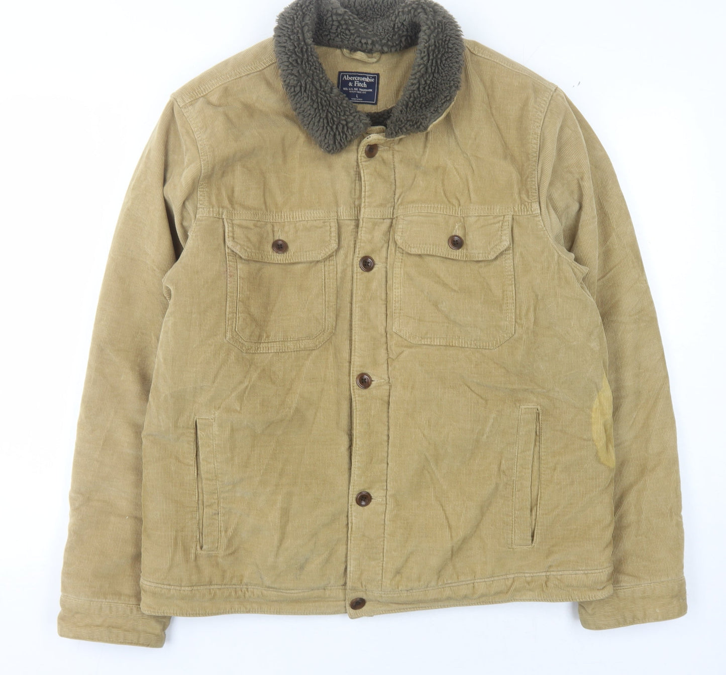 Abercrombie & Fitch Men's Beige Corduroy Jacket L Casual