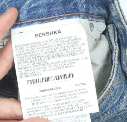 Bershka Men's Blue Denim Straight Leg Jeans Size 38