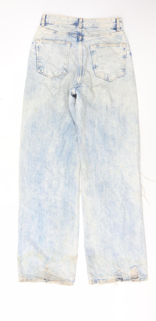 Bershka Women's Blue Boyfriend Distressed Jeans Size 8
