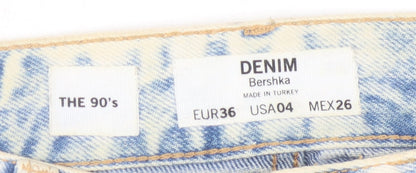 Bershka Women's Blue Boyfriend Distressed Jeans Size 8