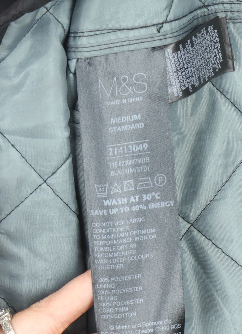Mens UK Size M Marks and Spencer Black Quilted Coat