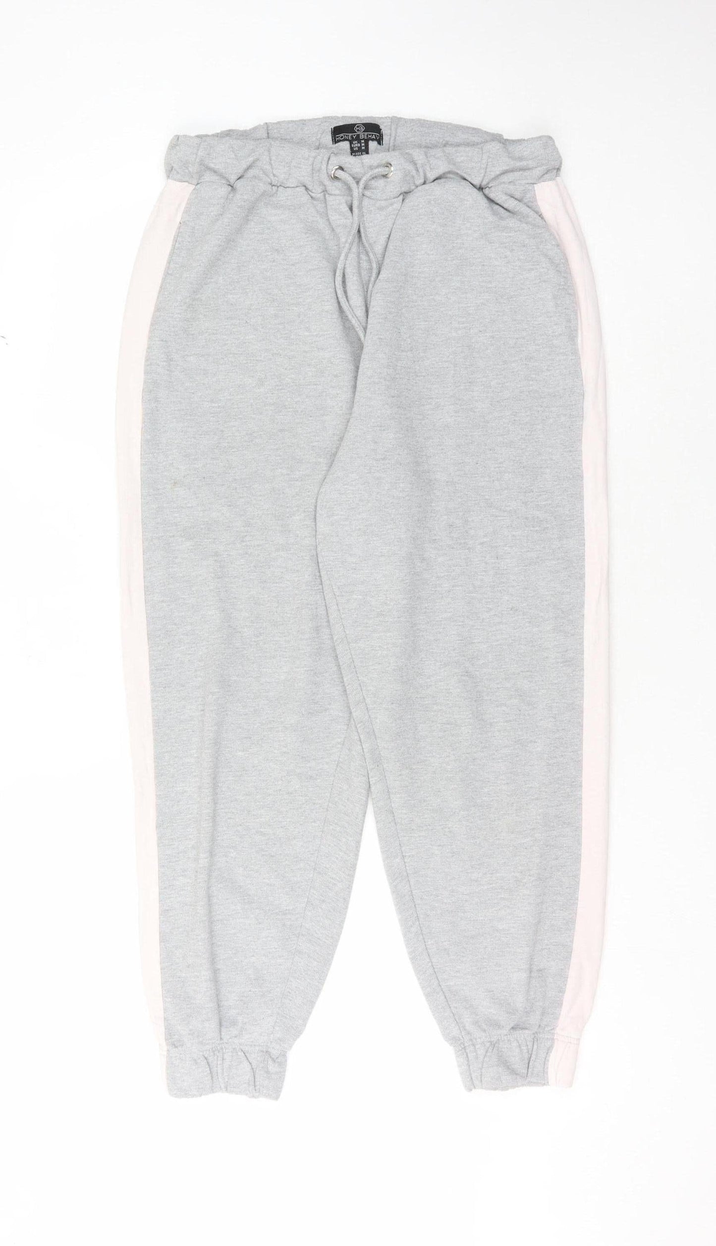 Honey Behave Women's Grey Jogger Trousers M