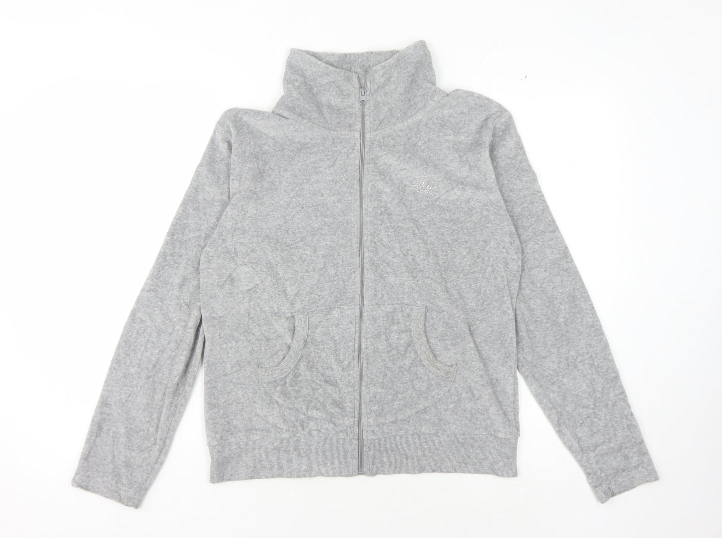 Clobbaustin Grey Women's Sweatshirt Size 12-14 Zip High Neck