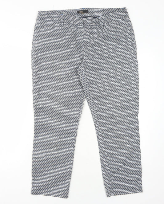 Dalia Women's Blue Geometric Trousers Size UK 16