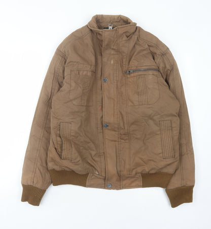 Mens UK Size L Confate Brown Bomber Jacket