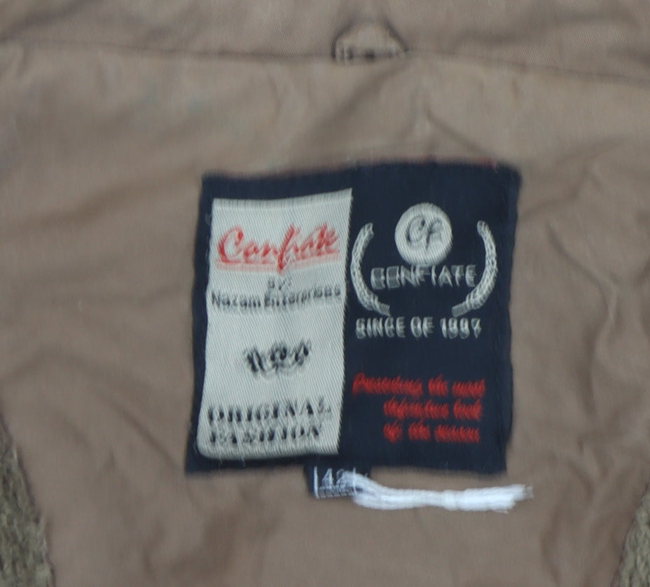 Mens UK Size L Confate Brown Bomber Jacket
