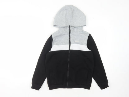 Slazenger Boys Full Zip Hoodie Black Grey 11-12 Years