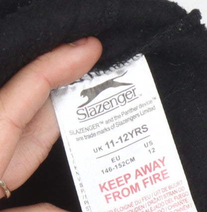 Slazenger Boys Full Zip Hoodie Black Grey 11-12 Years
