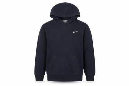Front view of Nike boys’ black pullover hoodie, size L