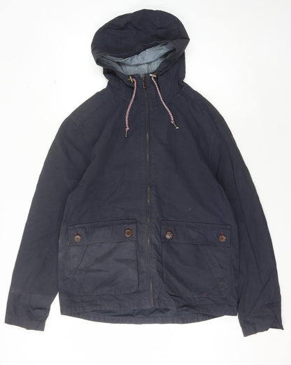 White Stuff Men's Blue Hooded Jacket, Size Large