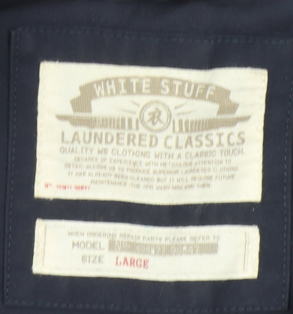 White Stuff Men's Blue Hooded Jacket, Size Large