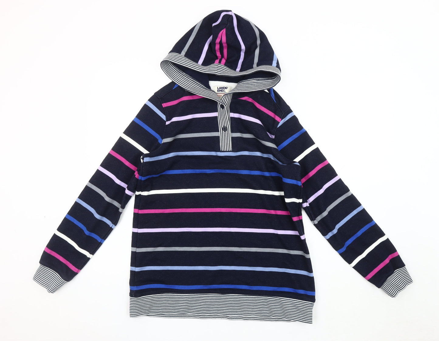 Unisex Adults UK Size S Lands' End Multicoloured Henley Hoodie