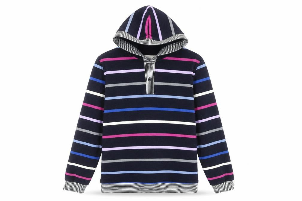 Unisex Adults UK Size S Lands' End Multicoloured Henley Hoodie