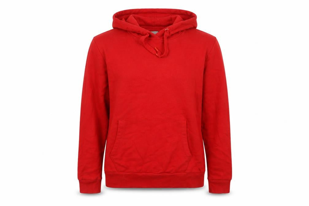 Front view of Mountain Warehouse unisex red hoodie, size 12