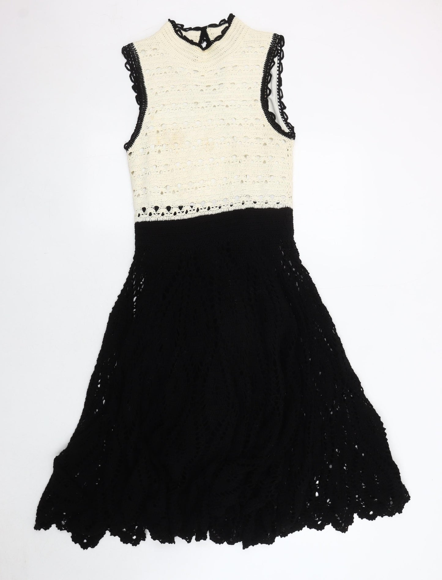Karen Millen Women’s Black Ivory Crochet Dress Size 8