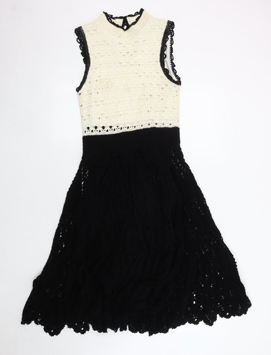 Karen Millen Women’s Black Ivory Crochet Dress Size 8