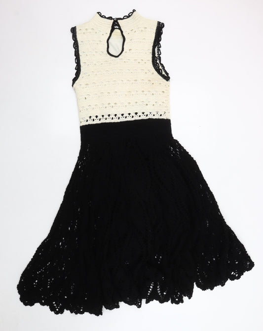 Karen Millen Women’s Black Ivory Crochet Dress Size 8