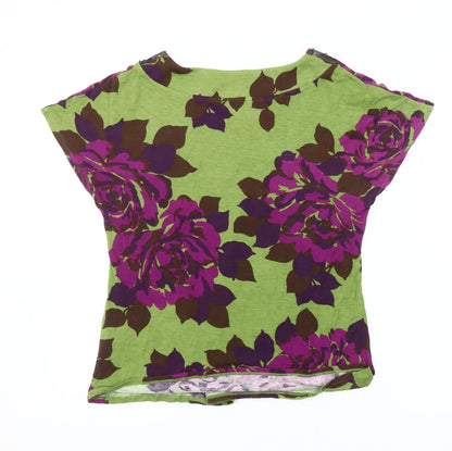 Boden Women's Green Floral Sequin T-Shirt Size 14