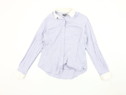 Womens UK Size 12 T.M. Lewin Blue Basic Button-Up