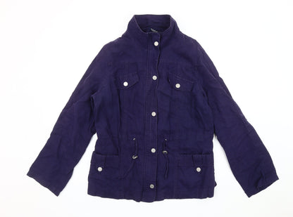 Maine New England Women's Blue Linen Military Jacket