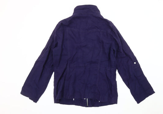 Maine New England Women's Blue Linen Military Jacket