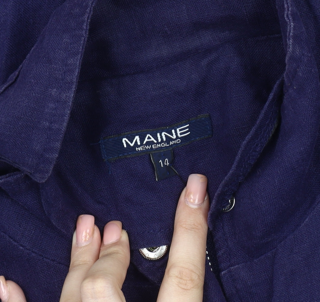Maine New England Women's Blue Linen Military Jacket