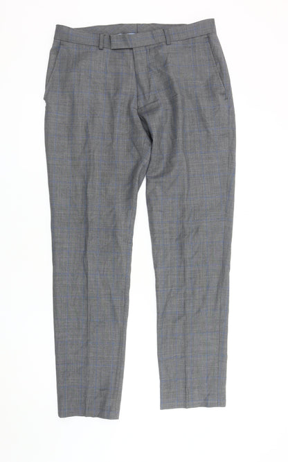 Moss 1851 Men's Grey Plaid Dress Pants 34