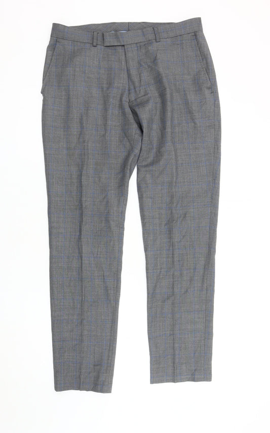 Moss 1851 Men's Grey Plaid Dress Pants 34