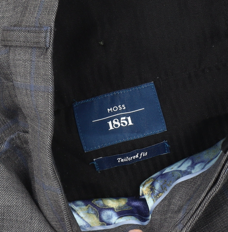 Moss 1851 Men's Grey Plaid Dress Pants 34