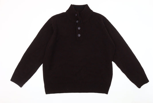 Marks and Spencer Men's Black XL Henley Jumper