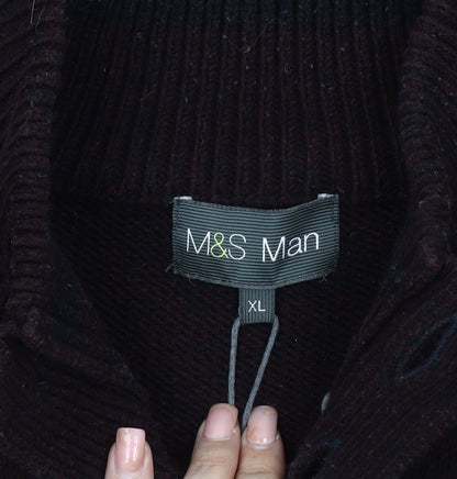 Marks and Spencer Men's Black XL Henley Jumper