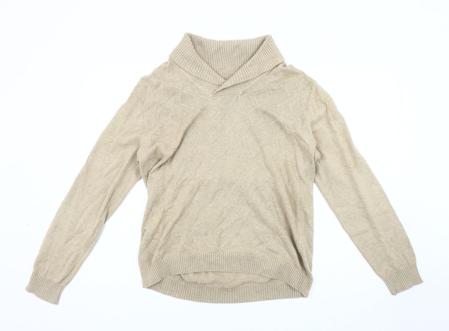 Perry Ellis Men's Beige Roll Neck Pullover Jumper M