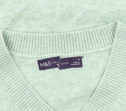 Marks and Spencer Men's Green V-Neck Pullover Jumper S