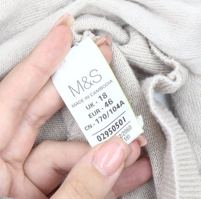 Womens UK Size 18 Marks and Spencer Beige Pullover Jumper