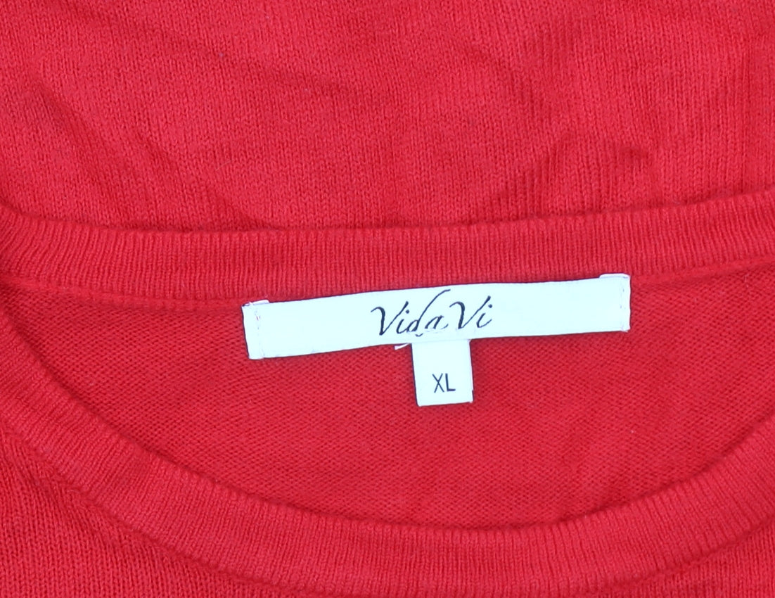 Womens UK Size XL Vida Vi Red Pullover Jumper