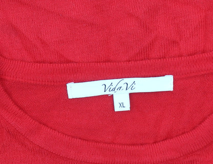 Womens UK Size XL Vida Vi Red Pullover Jumper