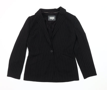 Per Una Women's Black Pinstripe Suit Jacket - Size 12