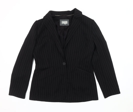 Per Una Women's Black Pinstripe Suit Jacket - Size 12