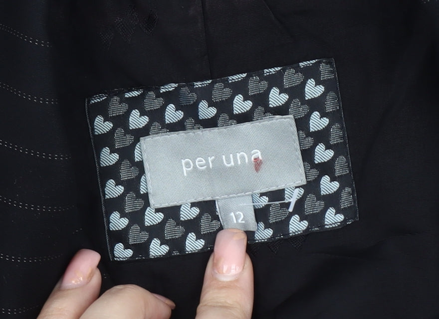 Per Una Women's Black Pinstripe Suit Jacket - Size 12