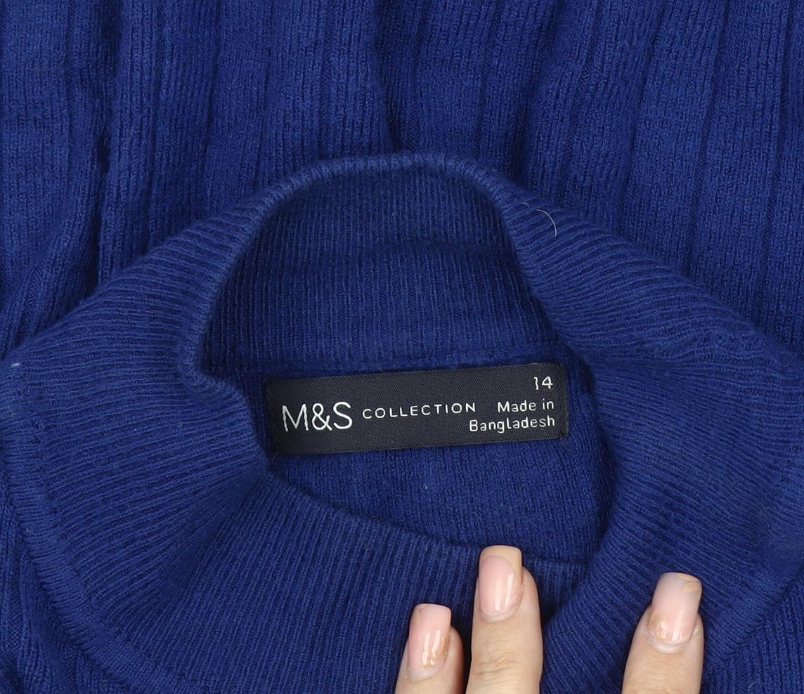 Womens UK Size 14 Marks and Spencer Blue Pullover Jumper
