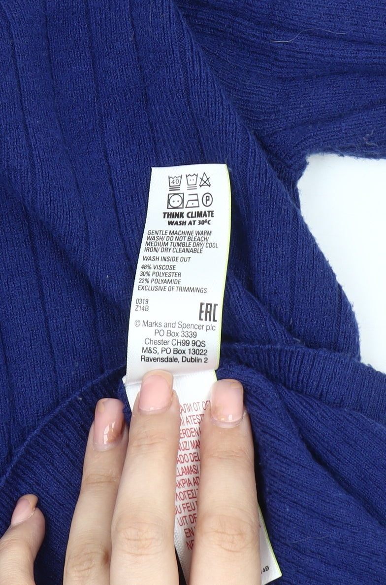Womens UK Size 14 Marks and Spencer Blue Pullover Jumper